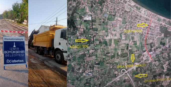 İzmir Büyükşehir'den Urla'da Yol Çalışması  ve 'Ağaçlı Yol' Alternatifi Uyarısı